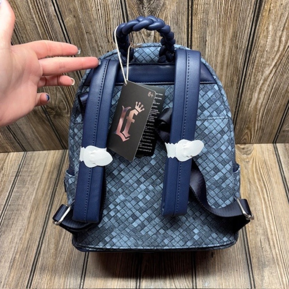 Loungefly Blue Checkered Mini Backpack - Picture 3 of 4